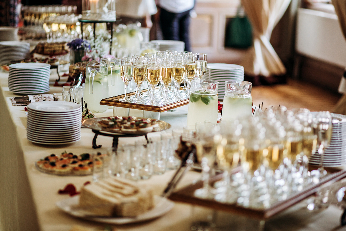 plated buffet for alcohol and food