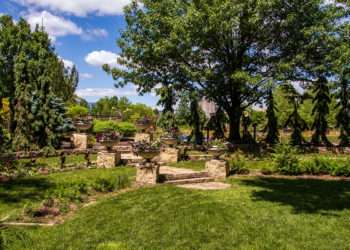 Formal Lawn Garden, looking up the stairway.