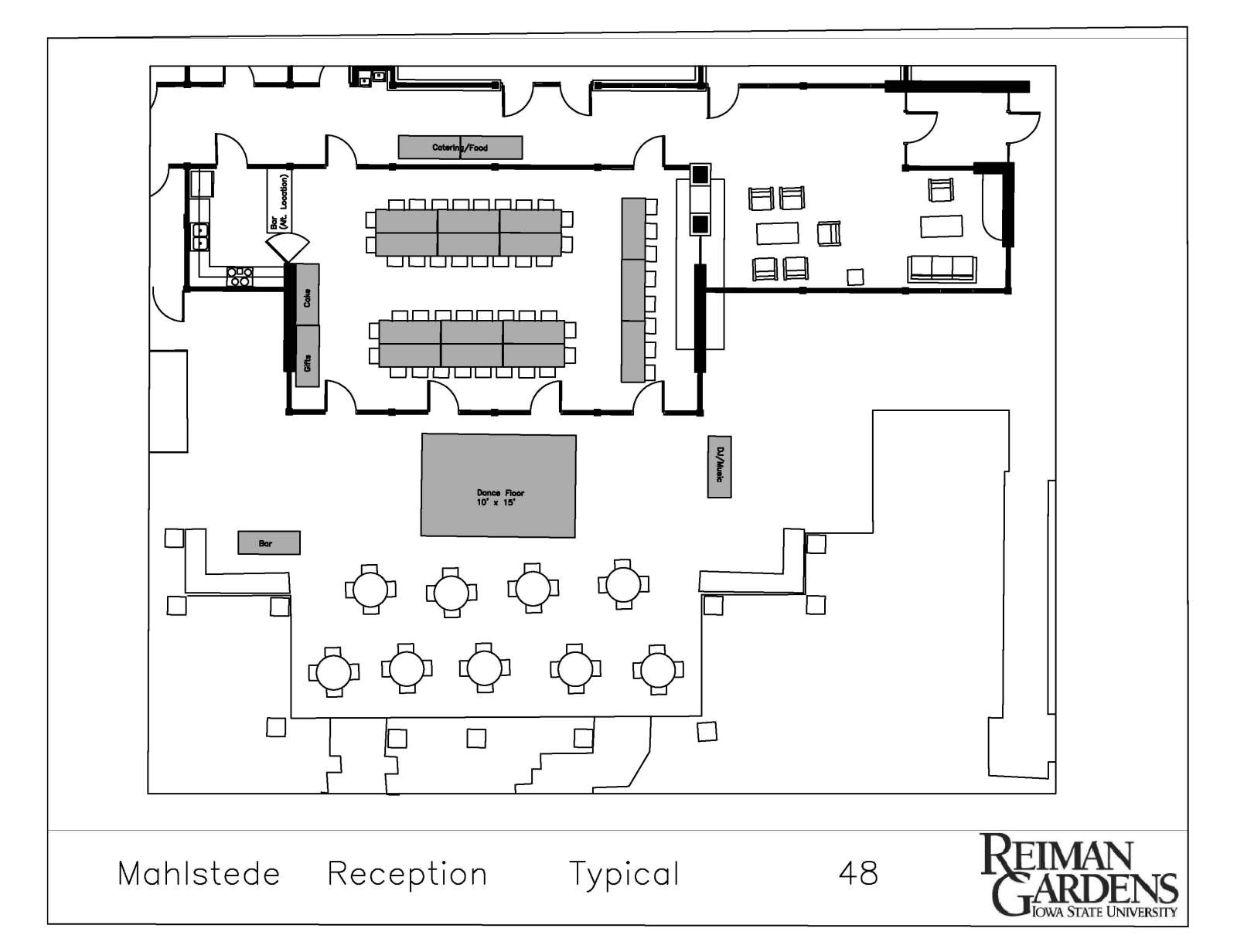 Mahlstede (Speer Room and South Patio) typical wedding set-up